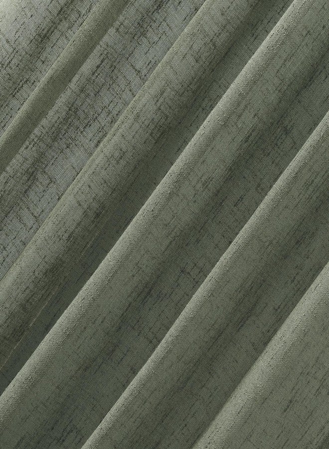 Archaeo Burlap Weave Linen Blend Tab Top Curtain, 50" x 84", Moss Green - Image 3